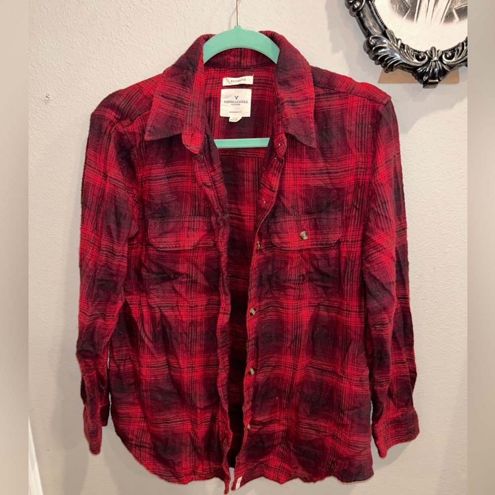 🍁Sm American eagle plaid long sleeve🍁